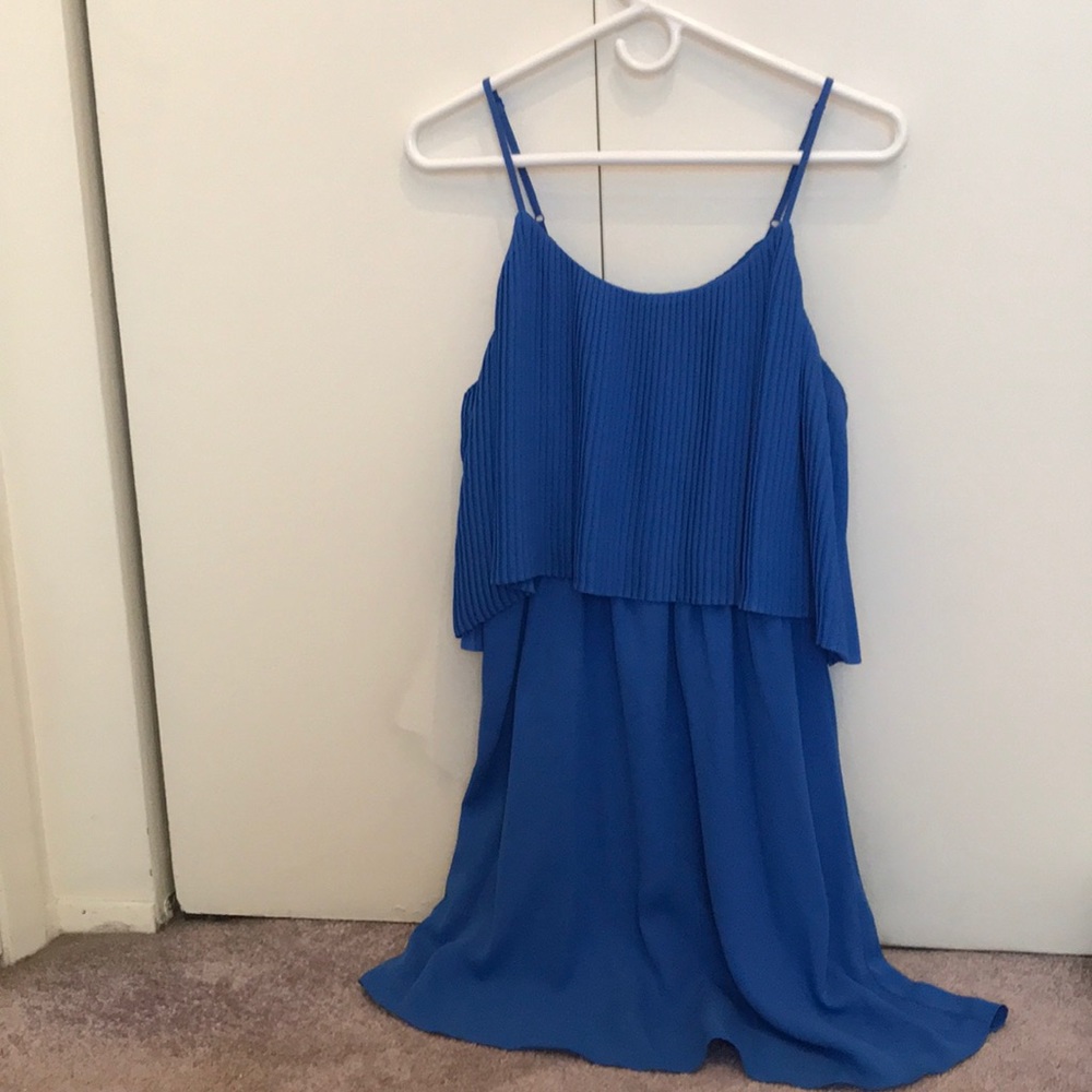 Blue Spaghetti Strap Mini Dress